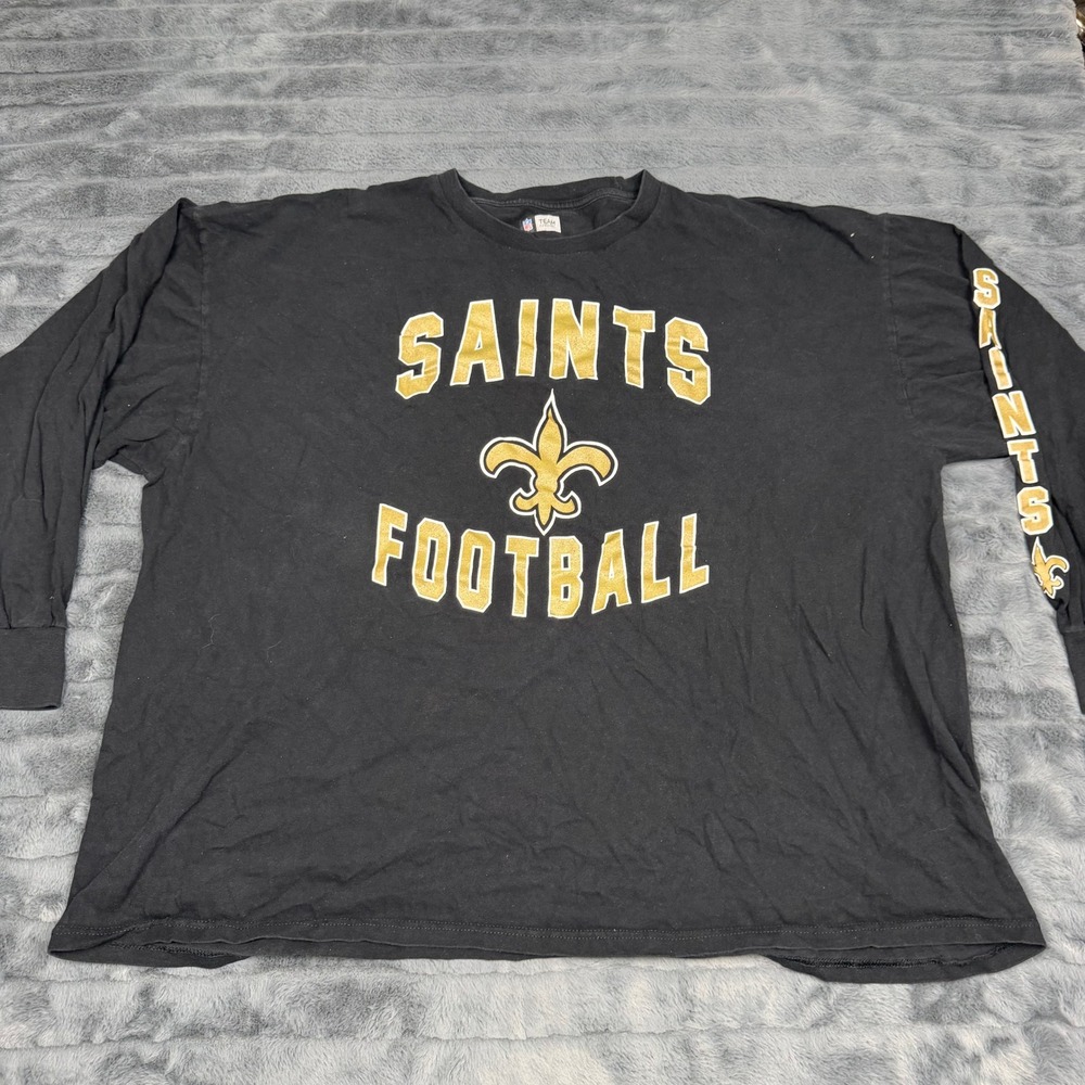 NFL Team Apparel New Orleans Saints Football Shirt Mens 3XL Black Long Sleeve